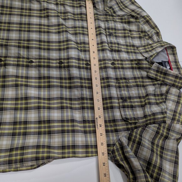 The North Face Men's Plaid Yellow and Tan Short Sleeve Button-Up Shirt - Picture 7 of 11